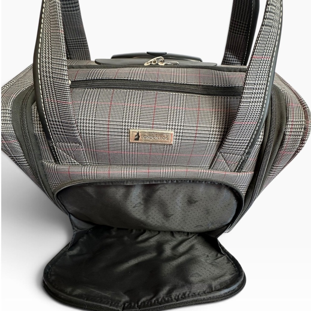 London Fog Devonshire 360UL Rolling Club Bag Unisex Carry On Grey Plaid CLEAN! - Picture 6 of 16